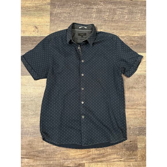 Ted Baker Other - Ted Baker Men's Blue Dimond Print Stretch Short Sleeve Button Down Shirt Size 4